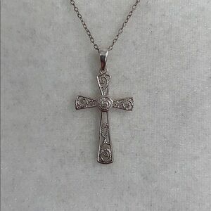 Filigree Cross Pendant 925 Sterling Silver Necklace Boho Chic Whimsical Easter